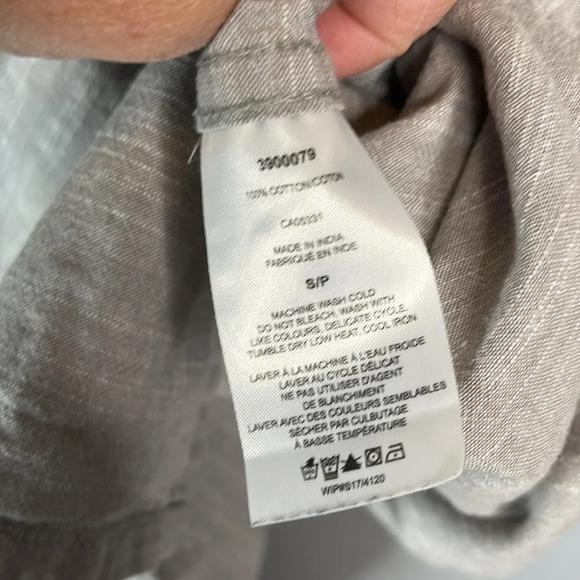 WOOLRICH Mens Grey Marled Chambray Button Up Shirt Short Sleeves Cotton Preppy S - Picture 9 of 11